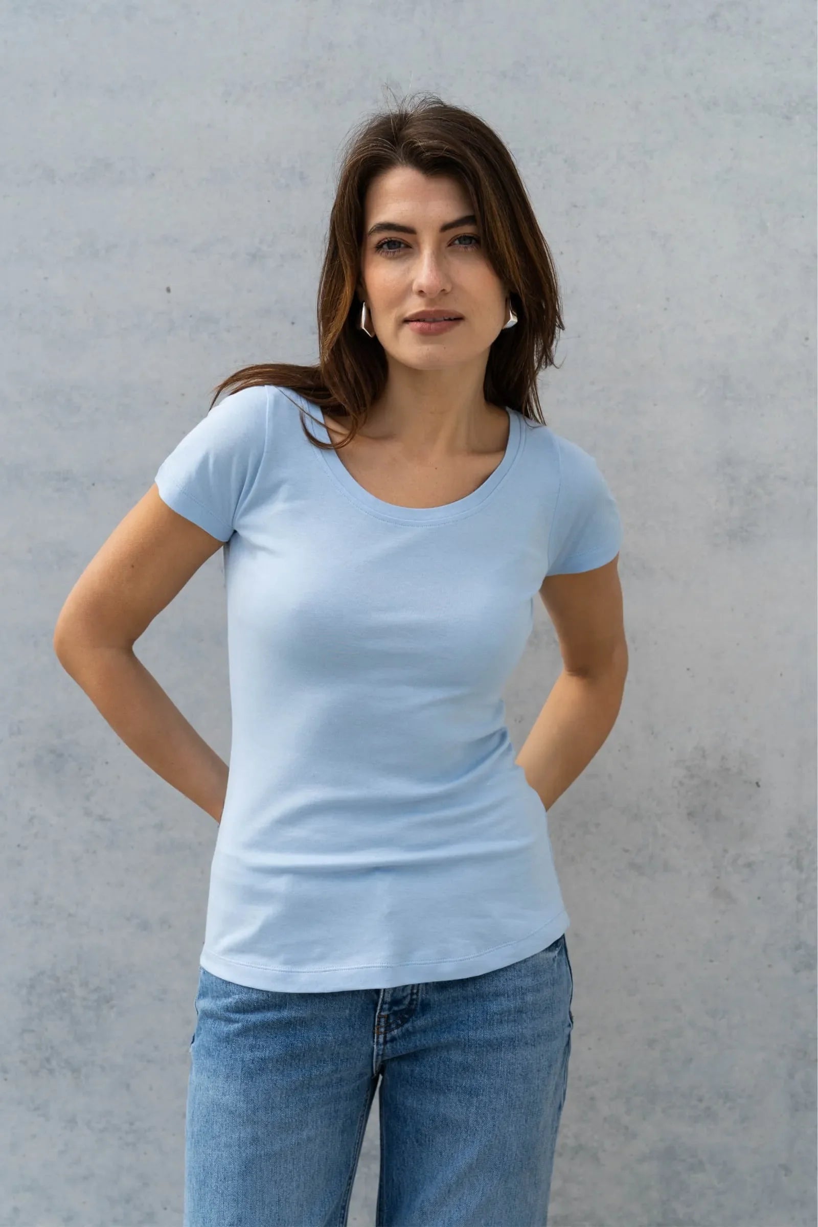Women's short sleeve blue T-shirt