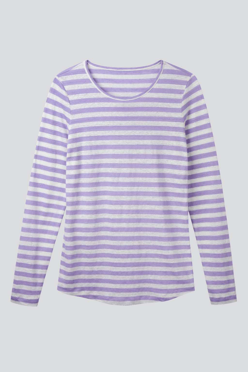 Zelos Striped Keyhole Back Long Sleeve Shirt Purple White Medium