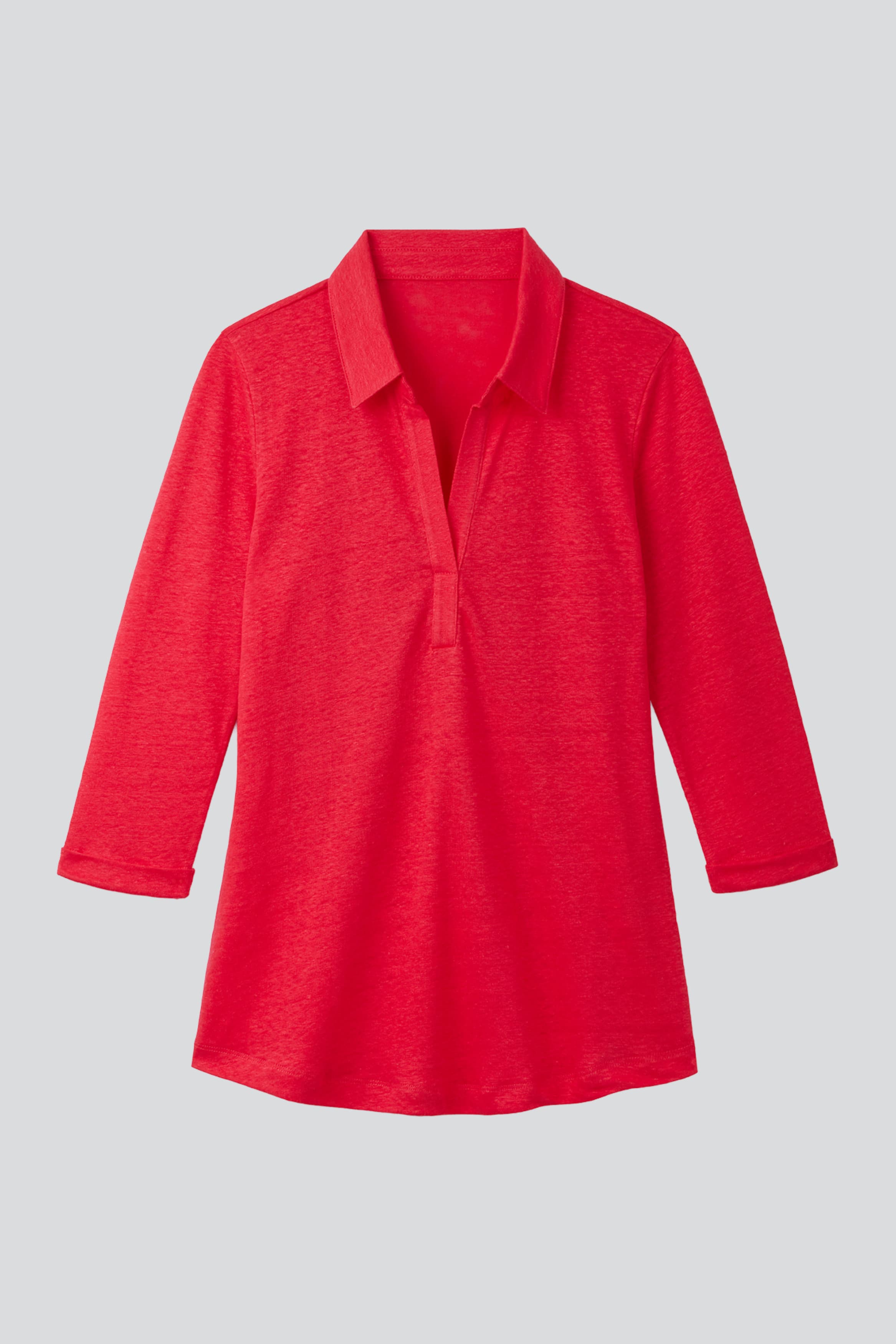 Crimson linen collared shirt