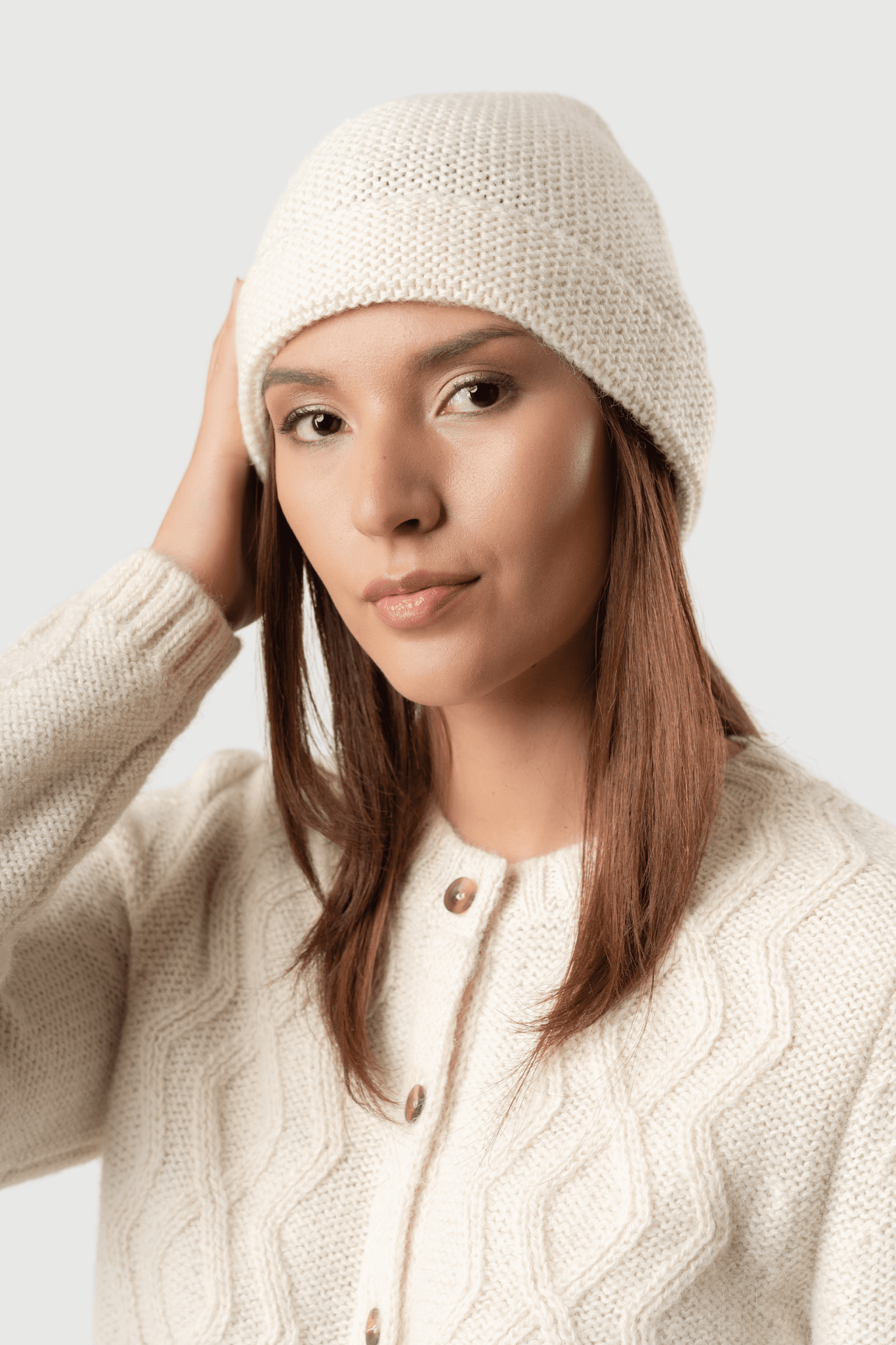 Knitted Alpaca Beanie Hat Women's Cashmere Accessories Lavender Hill