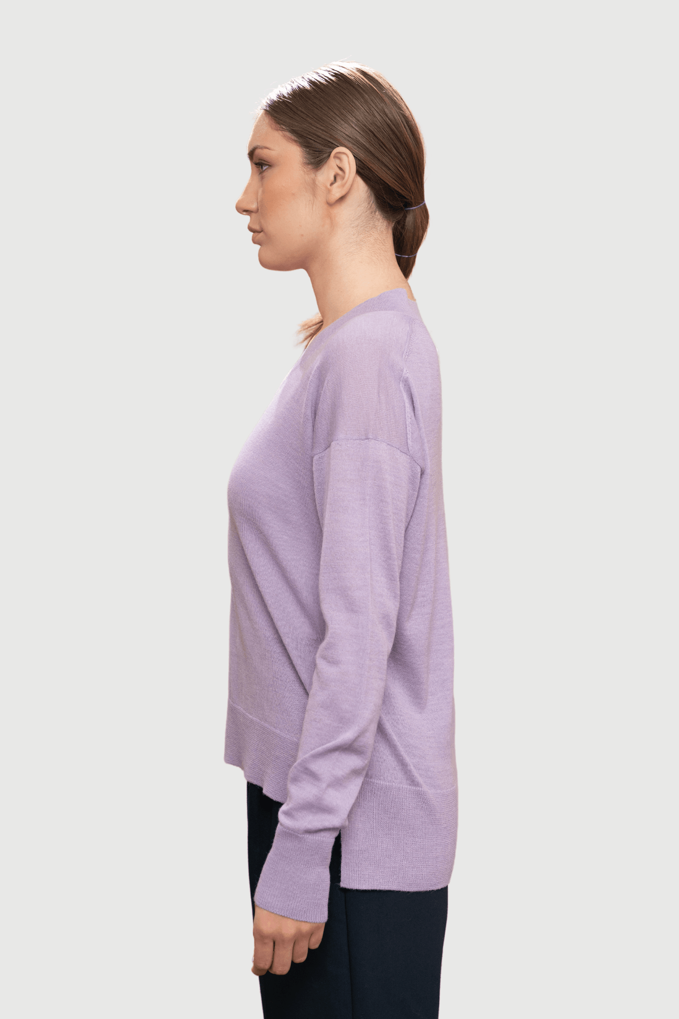 Lilac V Neck Jumper Women's Jumpers Lavender Hill