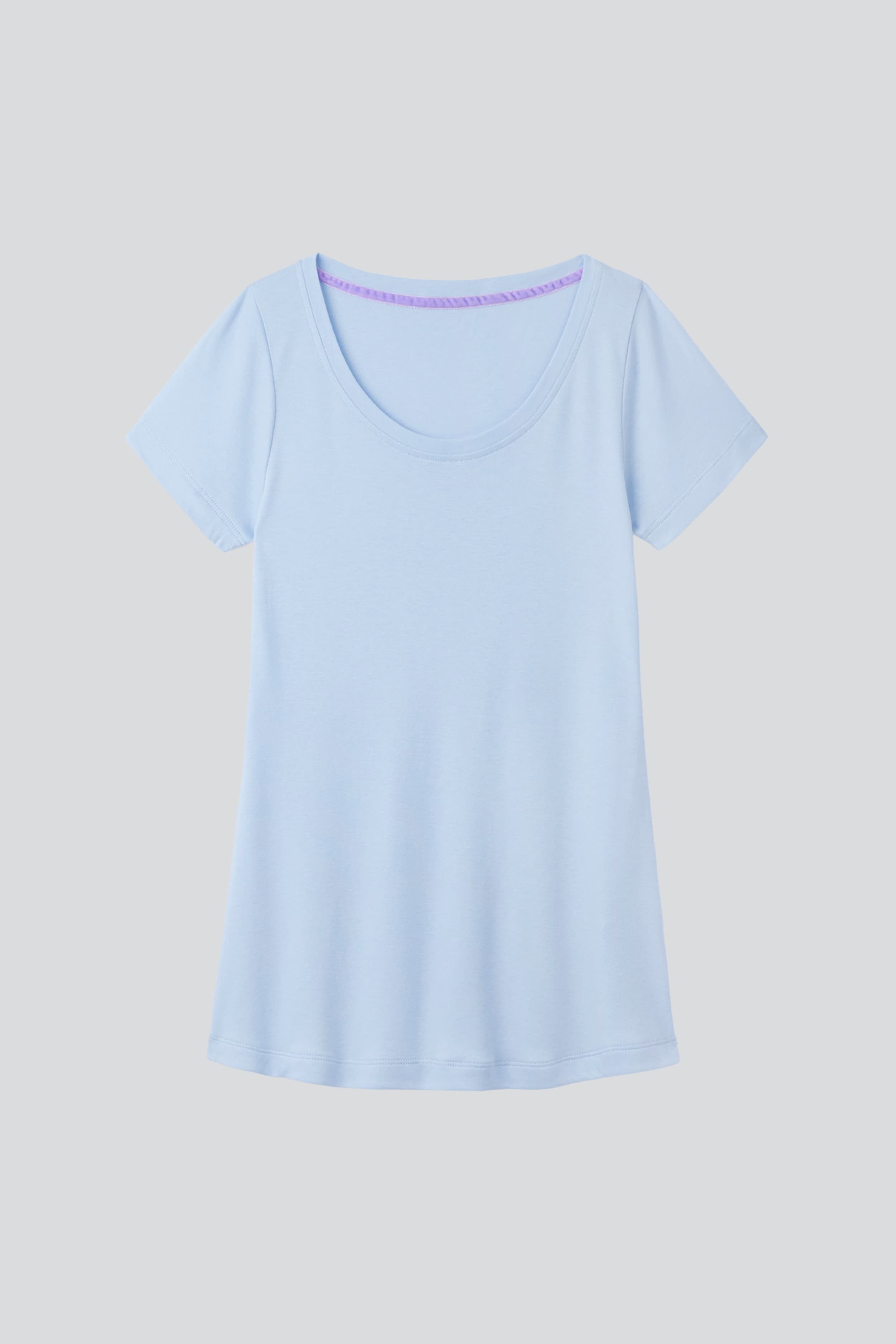 High Quality Scoop Neck Cotton Modal Blend T-shirt in Light Blue - Core Essentials - Short Sleeve T-Shirt by Lavender Hill Clothing