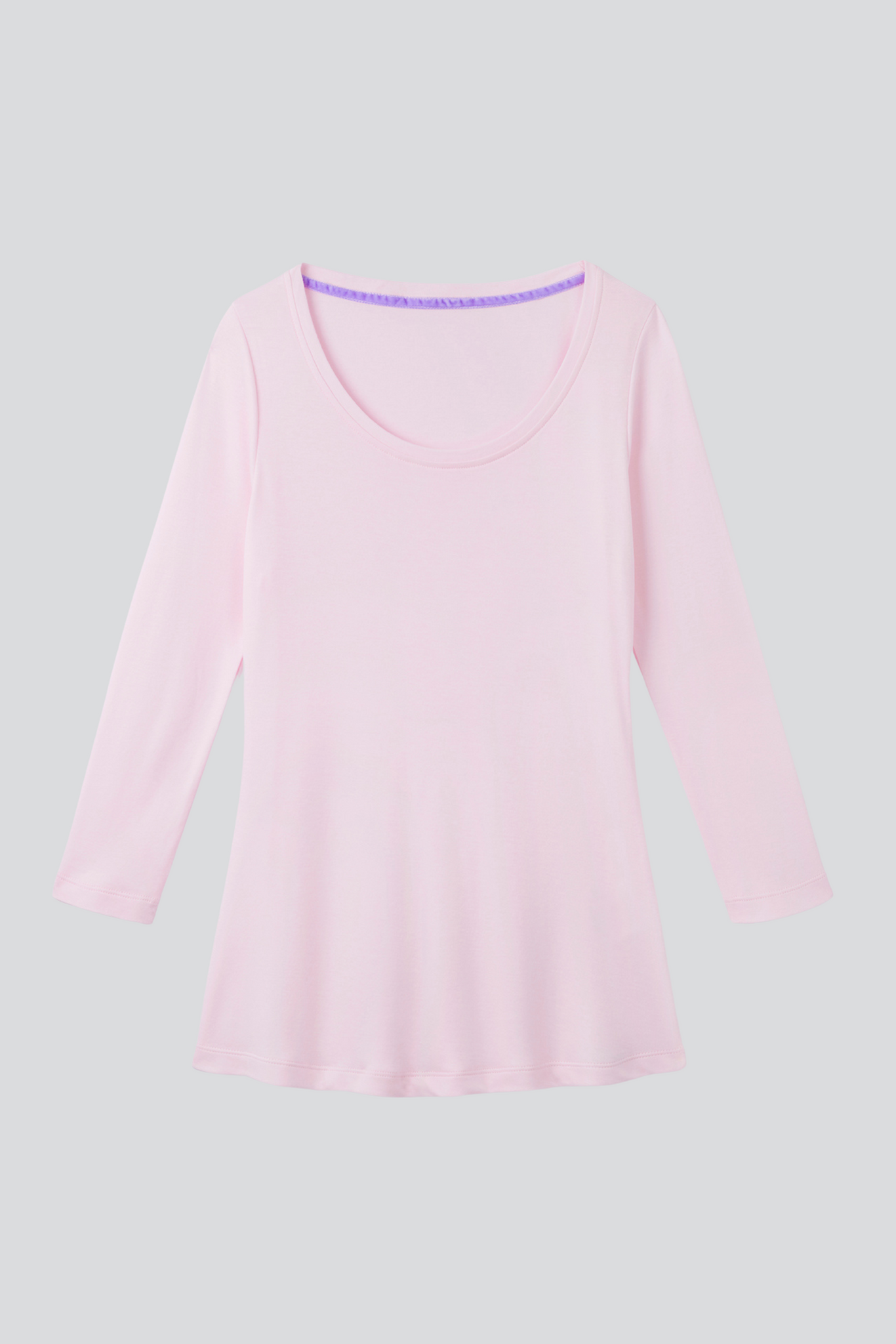 Light pink 3/4 sleeve scoop neck t-shirt