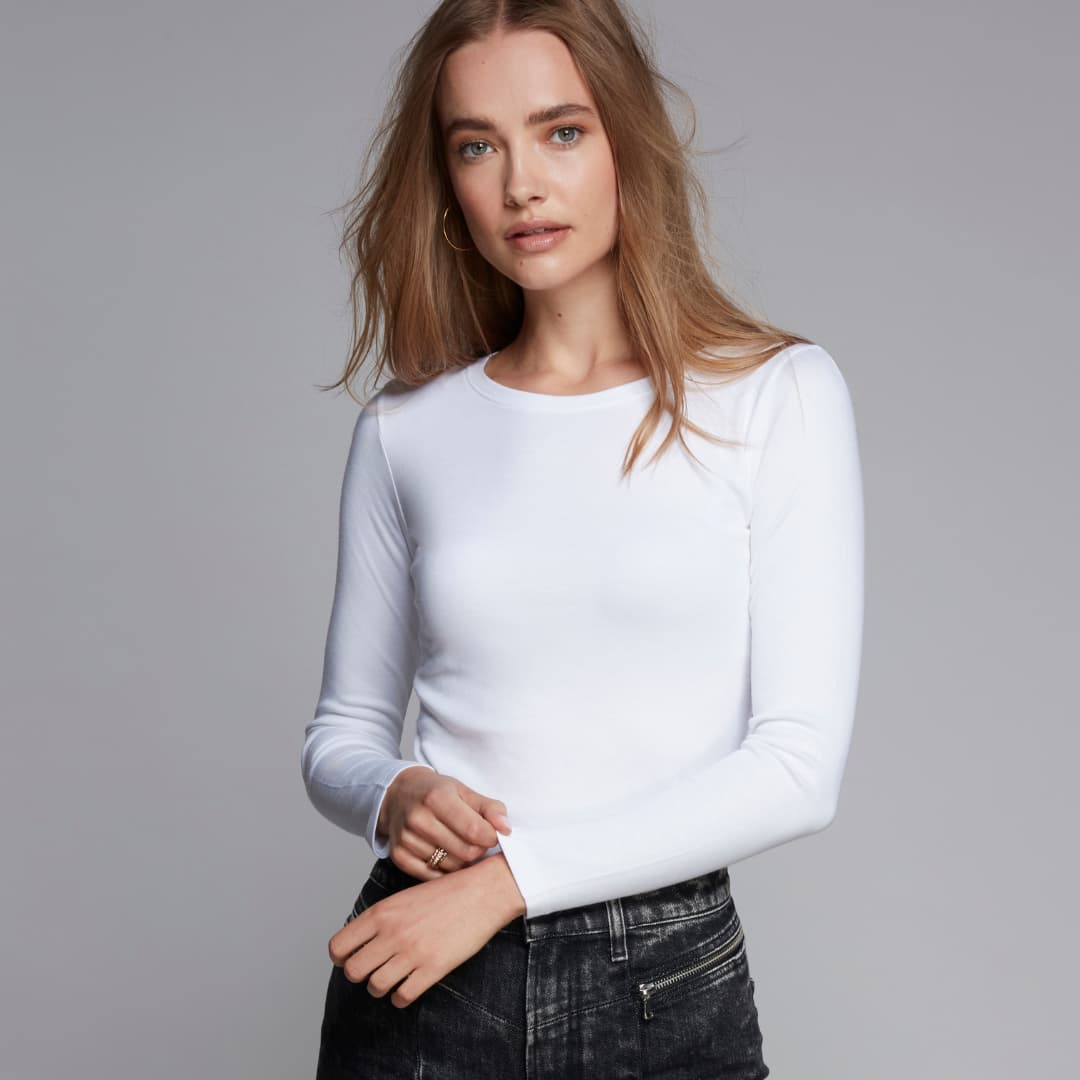 Quality thick white long sleeve t-shirt