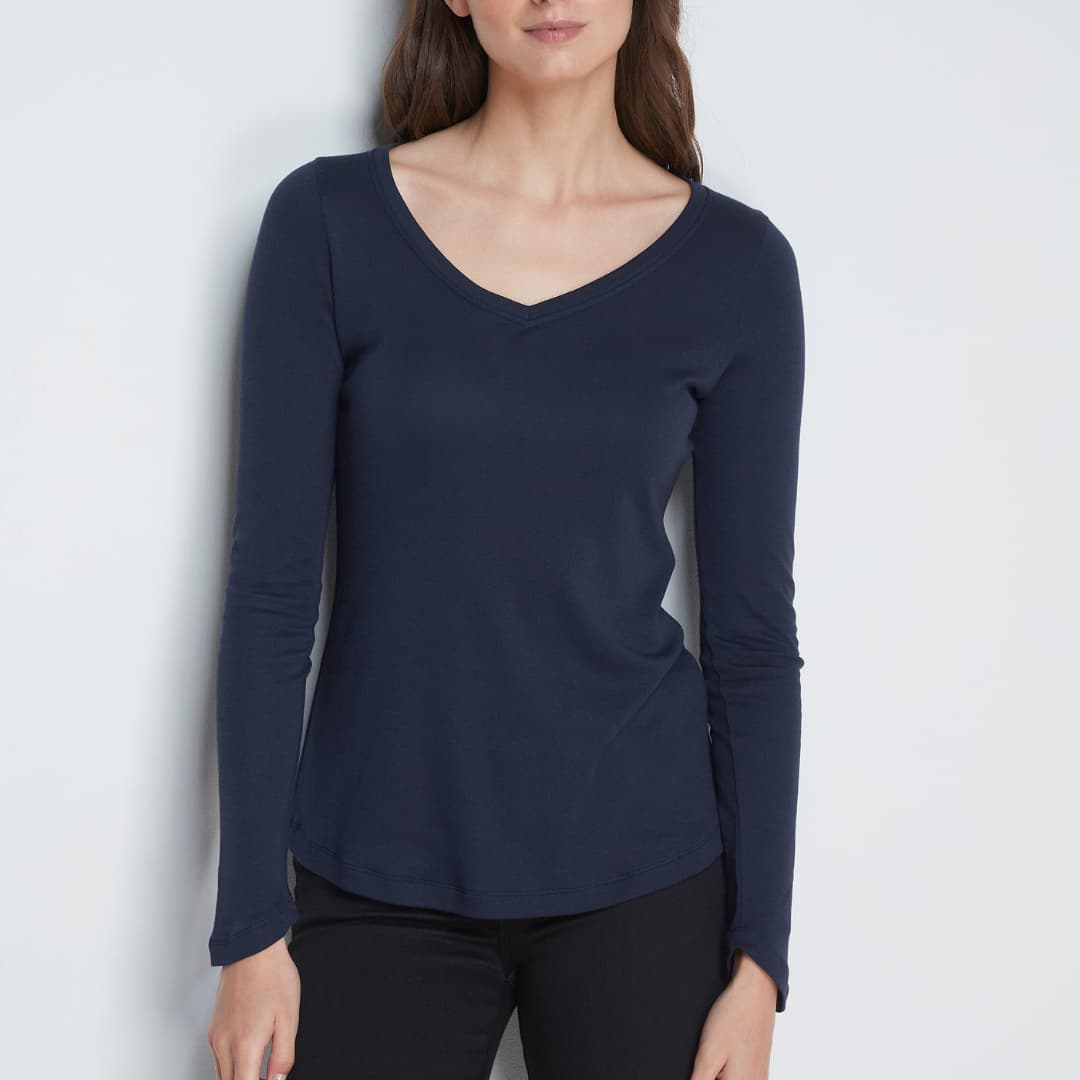 Women's long sleeve v neck t-shirt