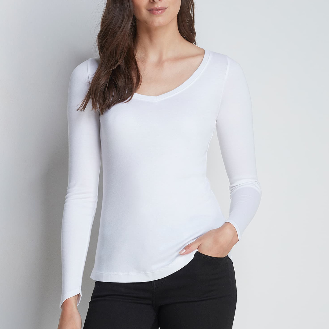 Women's long sleeve v neck t-shirt