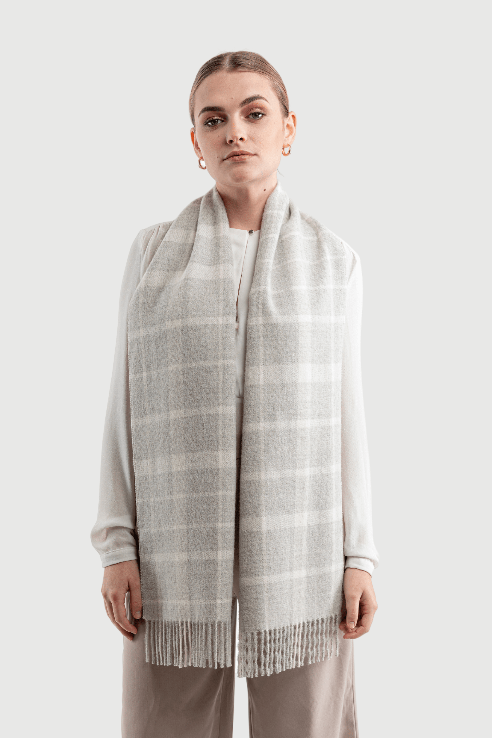 Alpaca Plaid Scarf Unisex Cashmere Accessories Lavender Hill