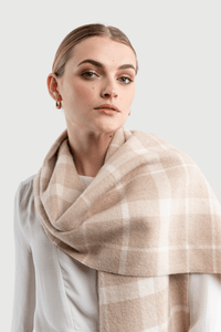 Alpaca Plaid Scarf Unisex Cashmere Accessories Lavender Hill