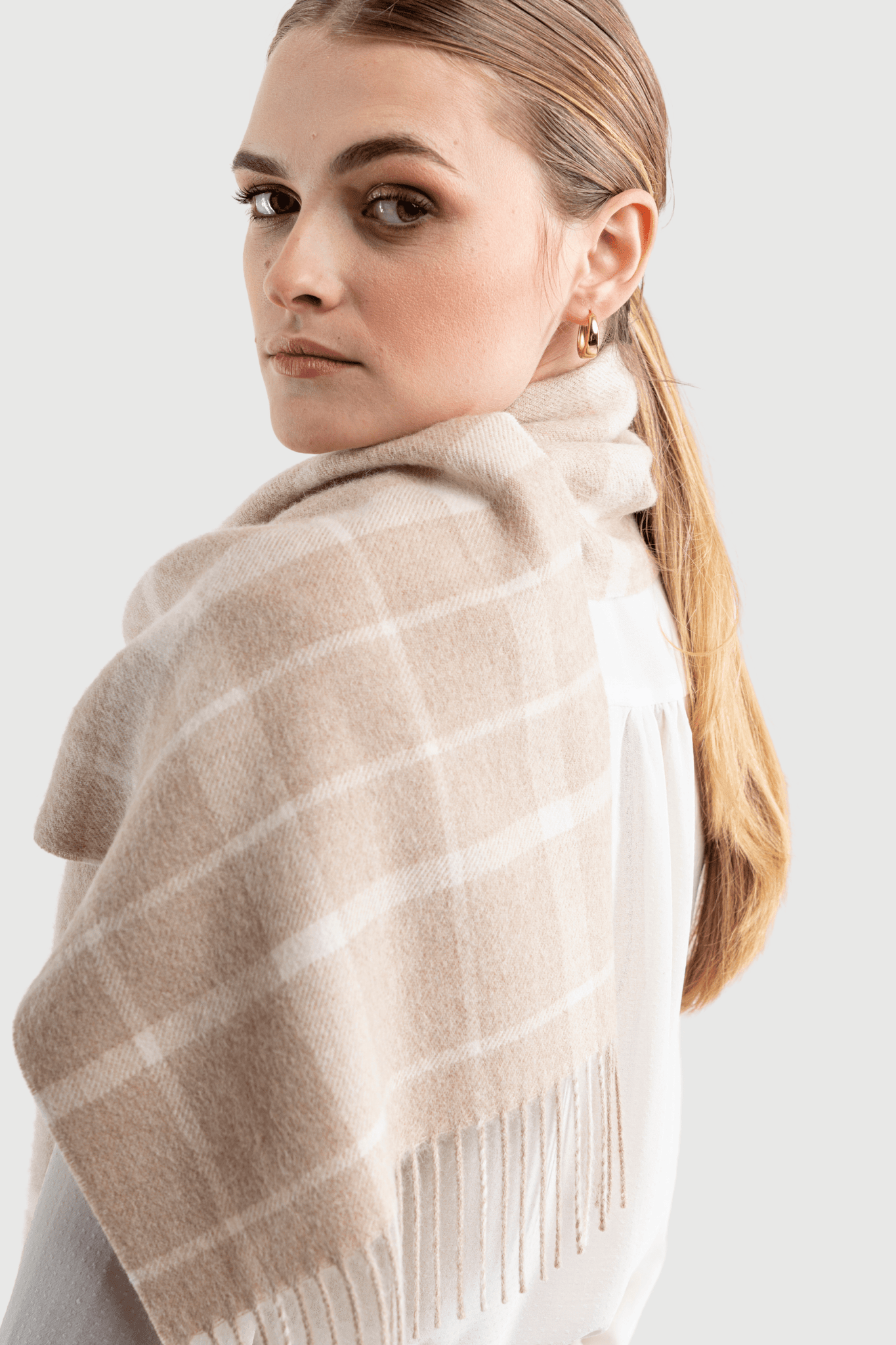 Alpaca Plaid Scarf Unisex Cashmere Accessories Lavender Hill