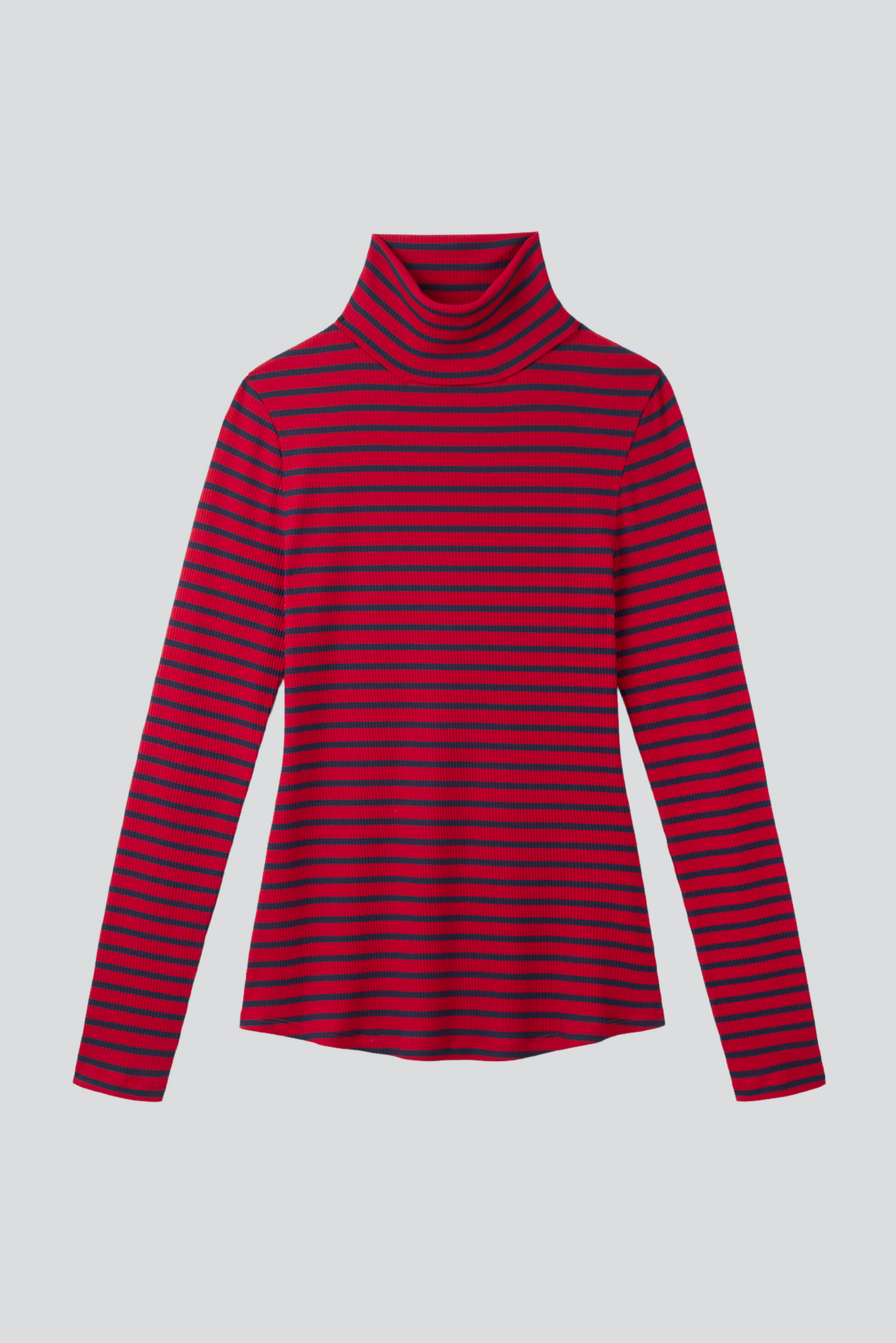 Red white striped roll neck top