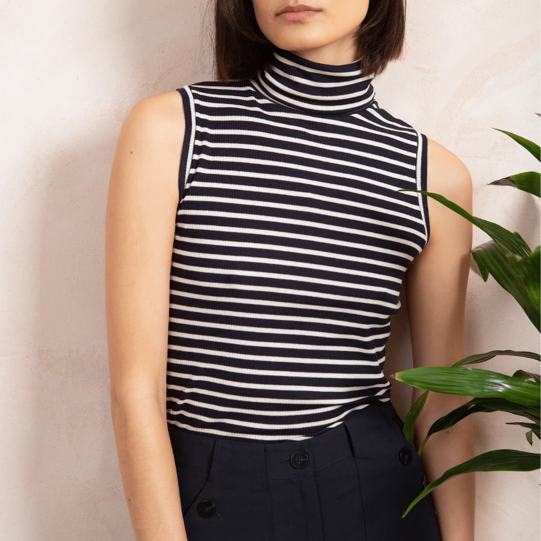 Striped roll neck top