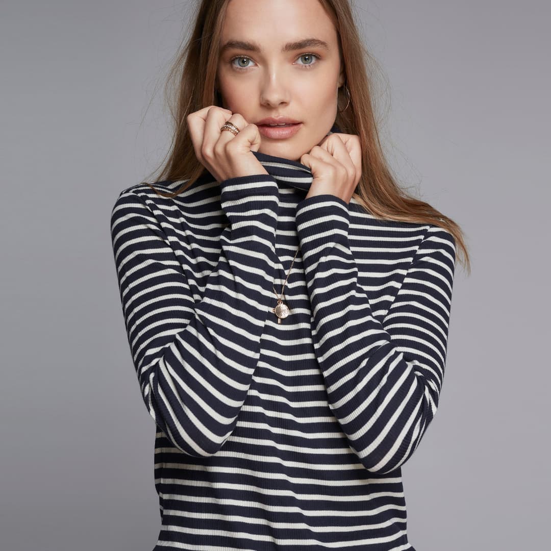 Striped roll neck top