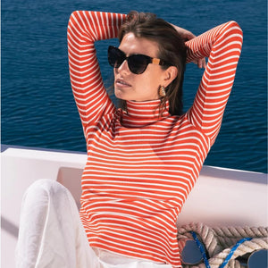 Striped roll neck top