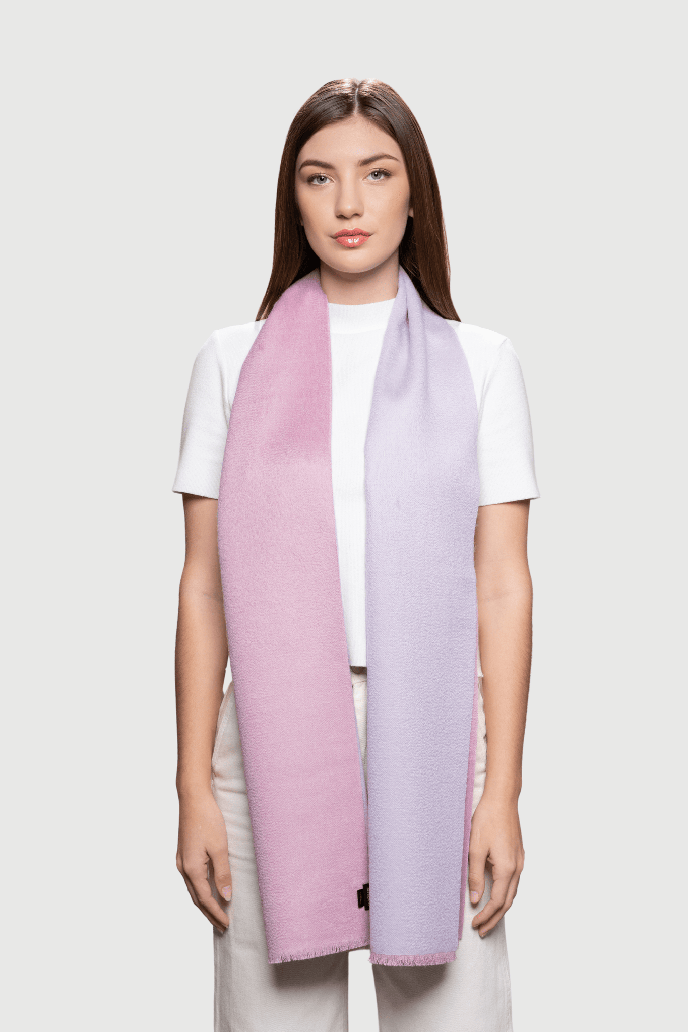 Two Tone Baby Alpaca Scarf Unisex Cashmere Accessories Lavender Hill