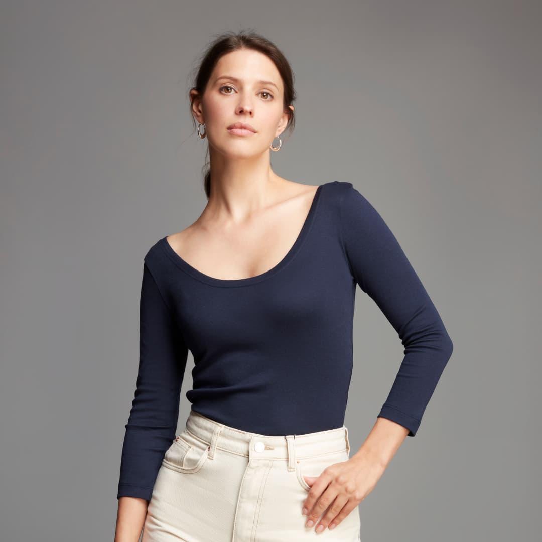 Women's 3/4 Sleeve Cotton Modal Boat Neck T-Shirt | Lavender Hill