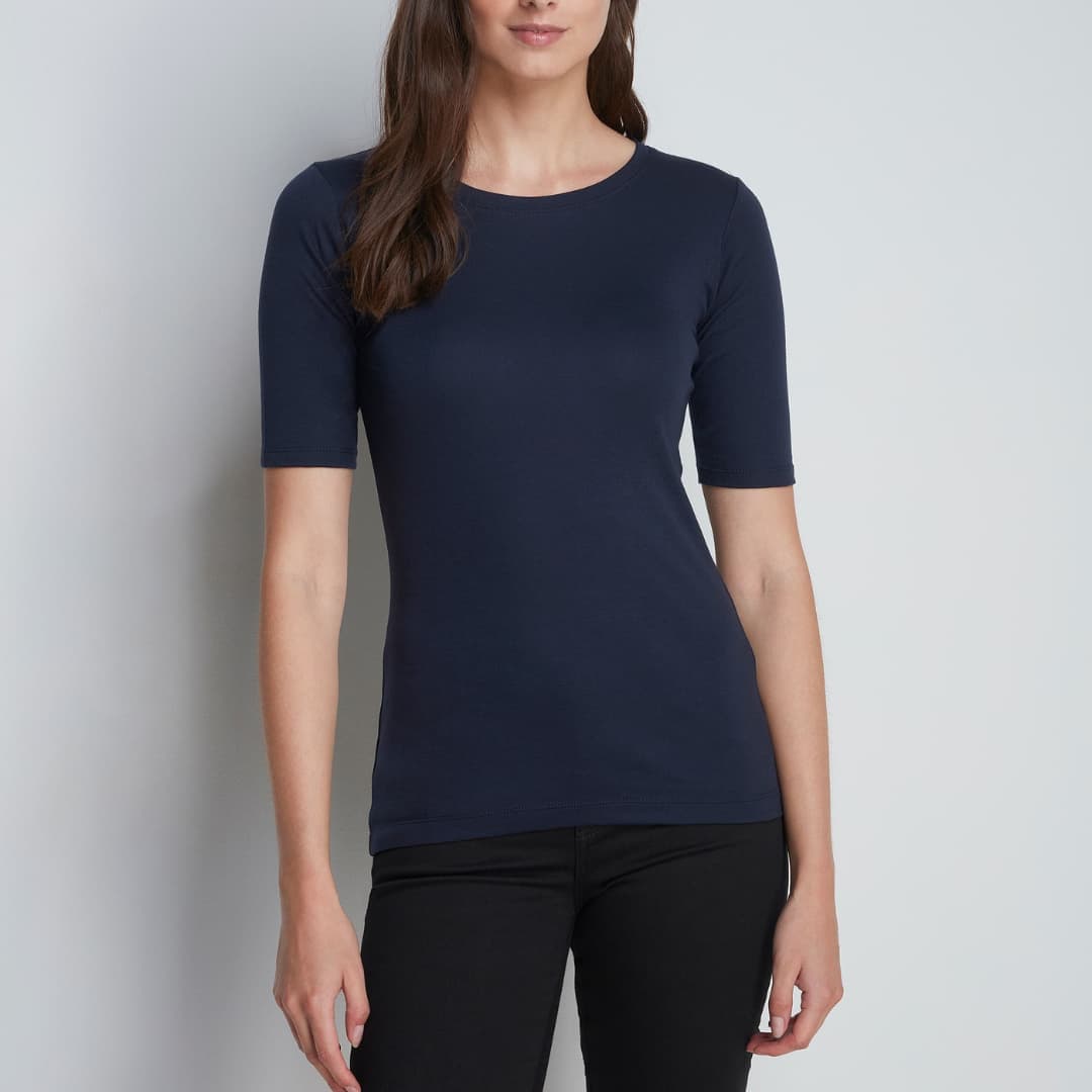 Navy mid sleeve crew neck t-shirt