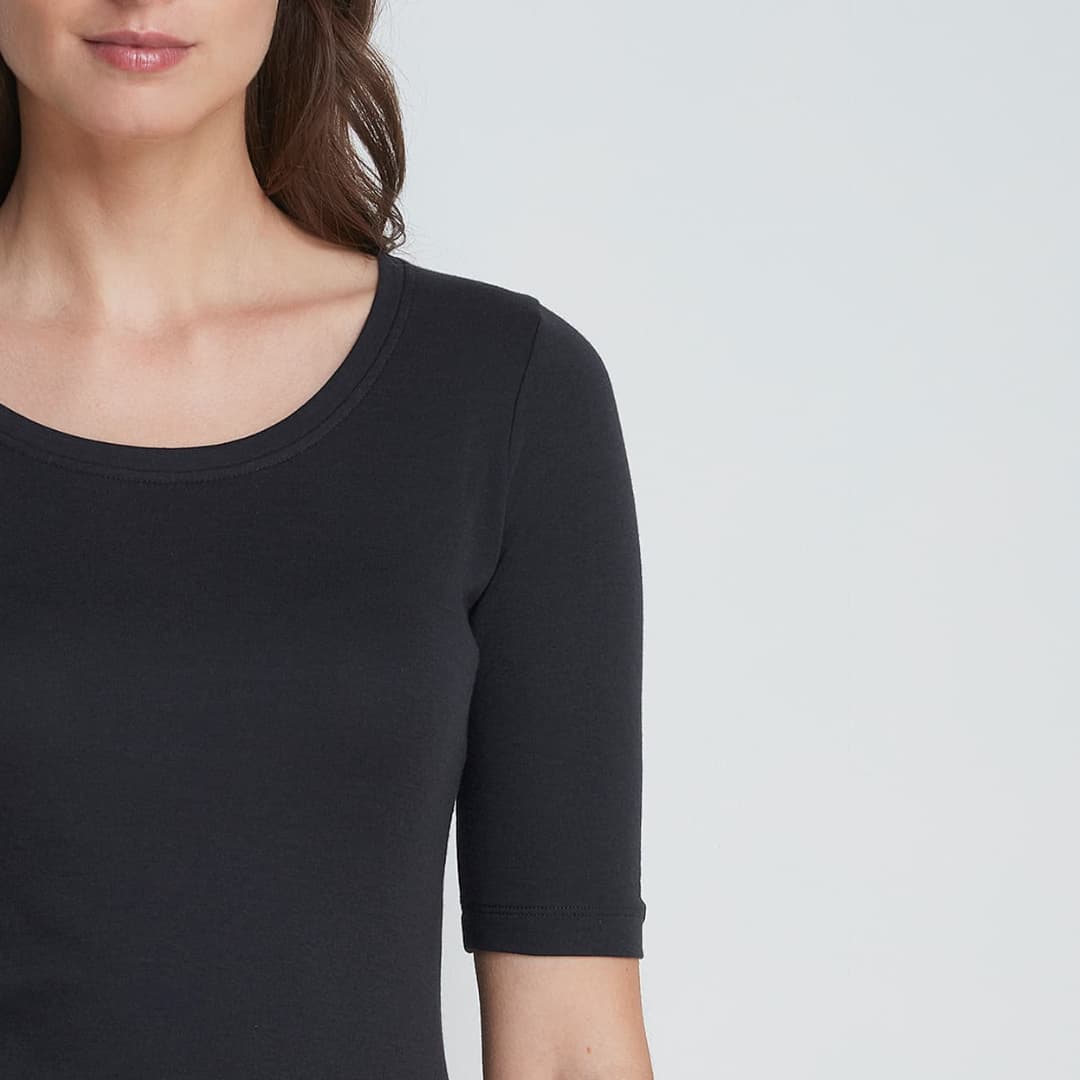 Half sleeve scoop neck black t-shirt