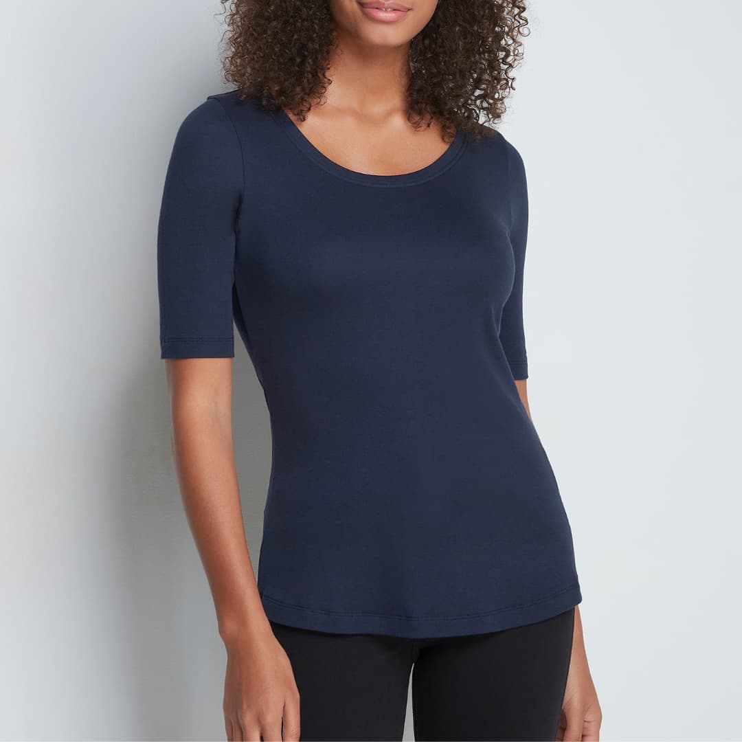 Navy half sleeve scoop neck t-shirt