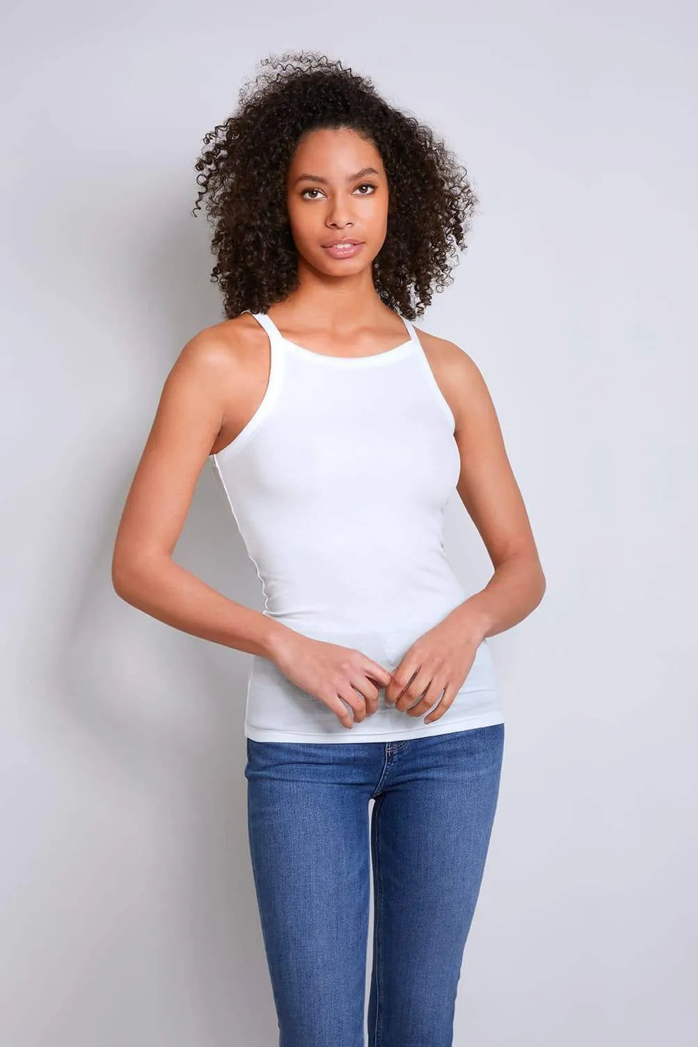 Womens Sleeveless High Neck Tank Top by Lavender Hill Clothing