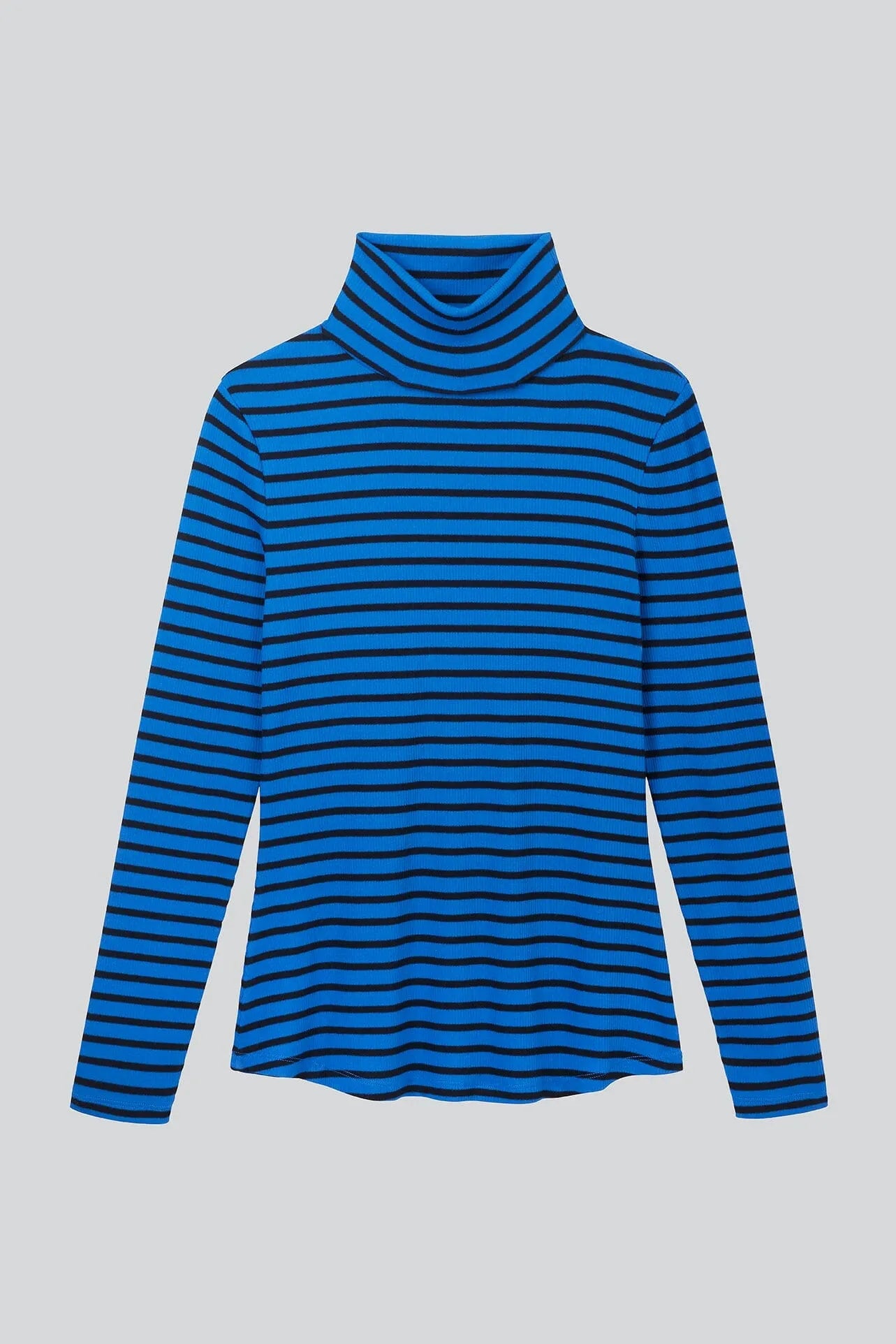 Striped Cotton Roll Neck Women's Long Sleeve T-shirt Lavender Hill