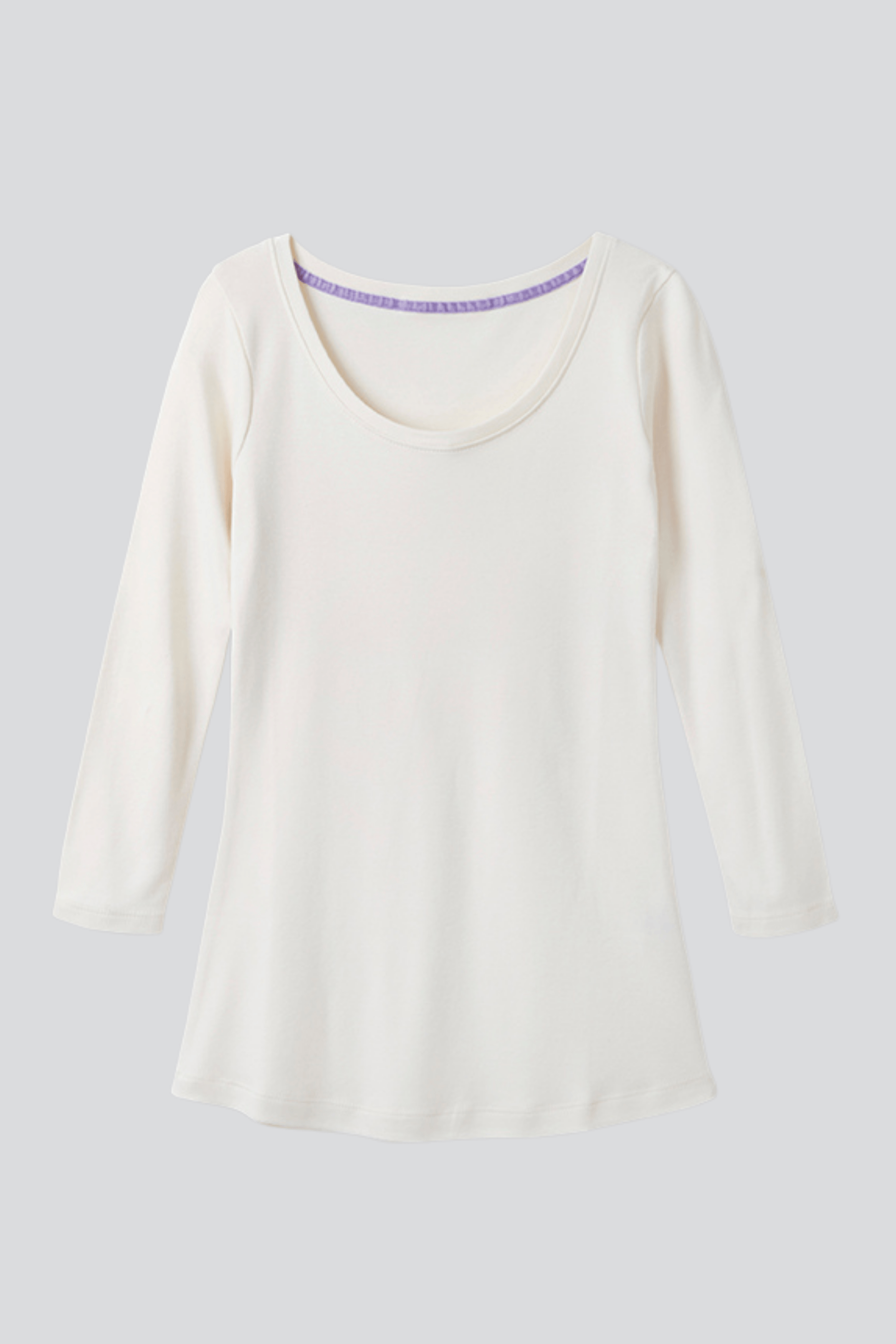 Women's Quality Cotton Jersey cream  3/4 Sleeve Scoop Neck T-Shirt in Cream by Lavender Hill Clothing 