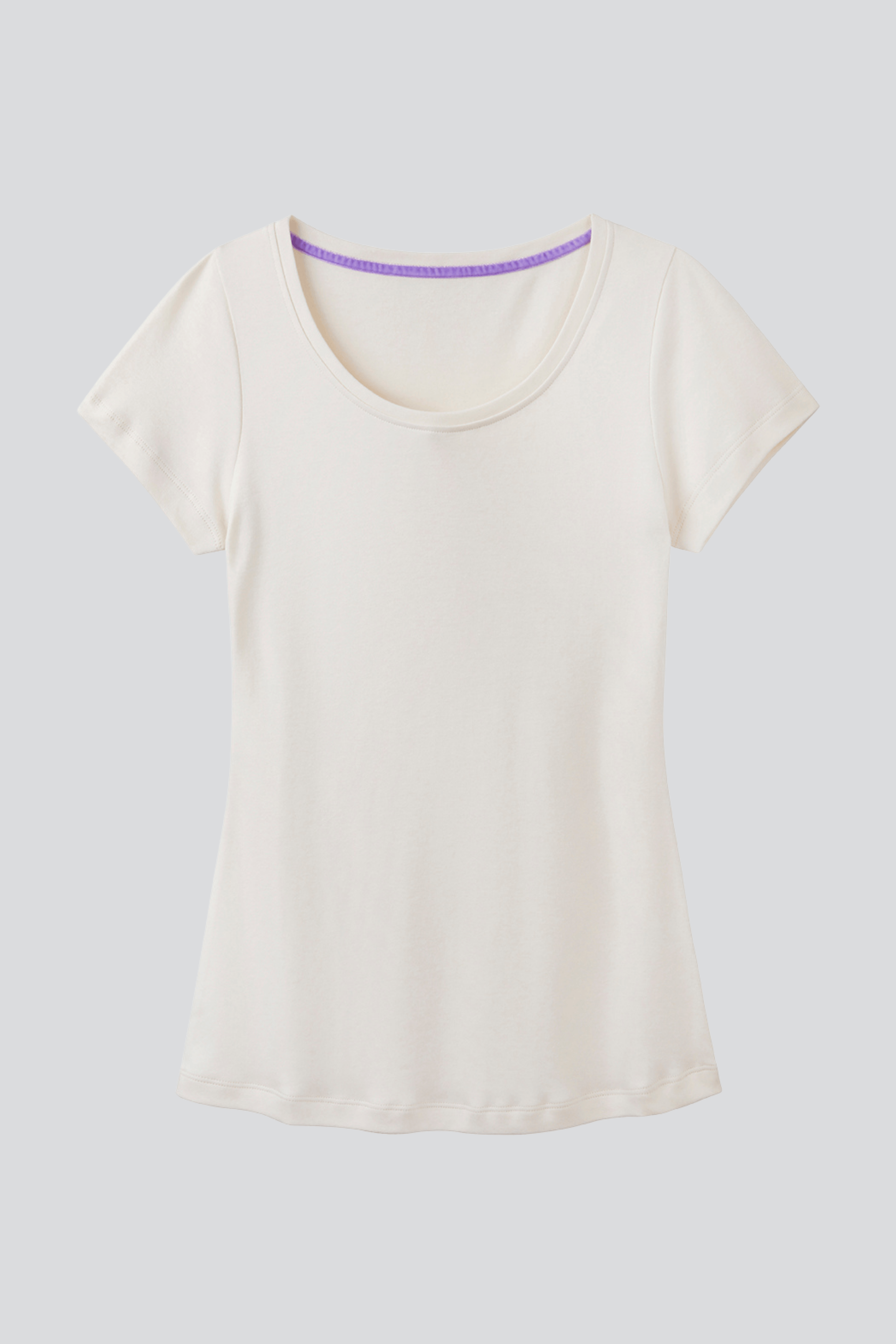 Women's Quality Scoop Neck Cotton Modal Blend T-shirt in Cream - Essential Short Sleeve T-shirt by Lavender Hill Clothing