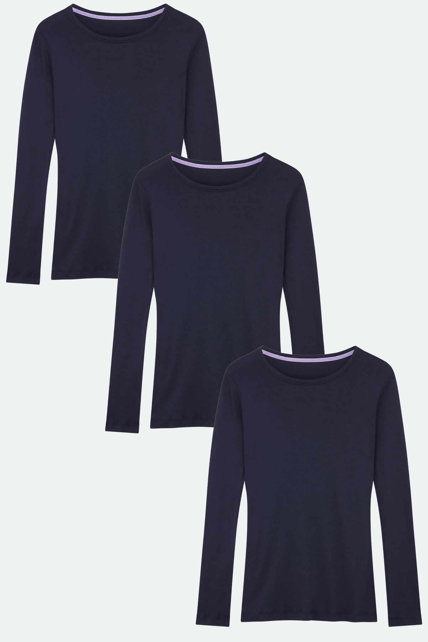 Hill T-shirt Sleeve Long Modal Bundle Lavender Crew Cotton Blend | Clothing Neck