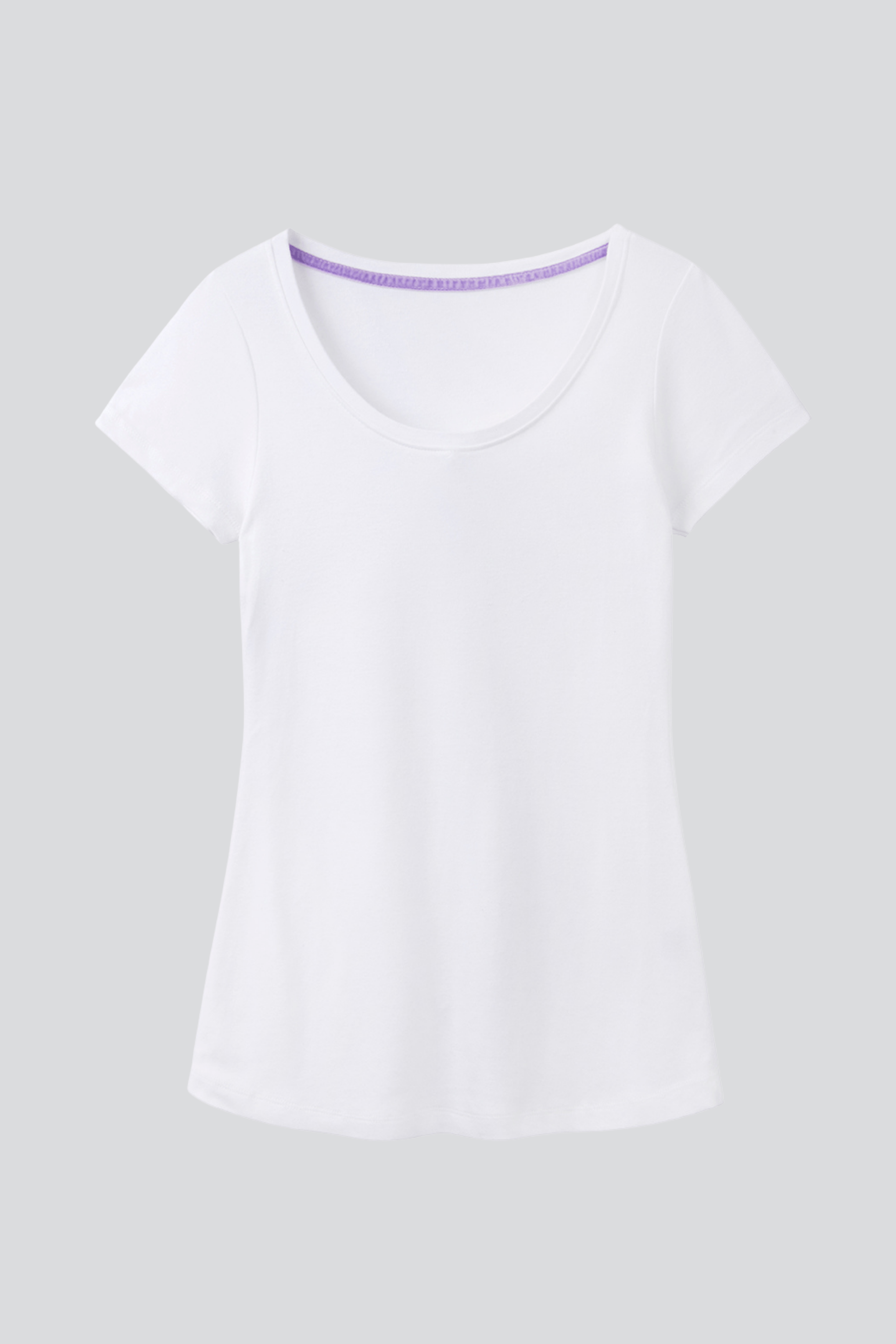 Women's Quality Scoop Neck Cotton Modal Blend T-shirt in White - Short Sleeve T-shirt by Lavender Hill Clothing