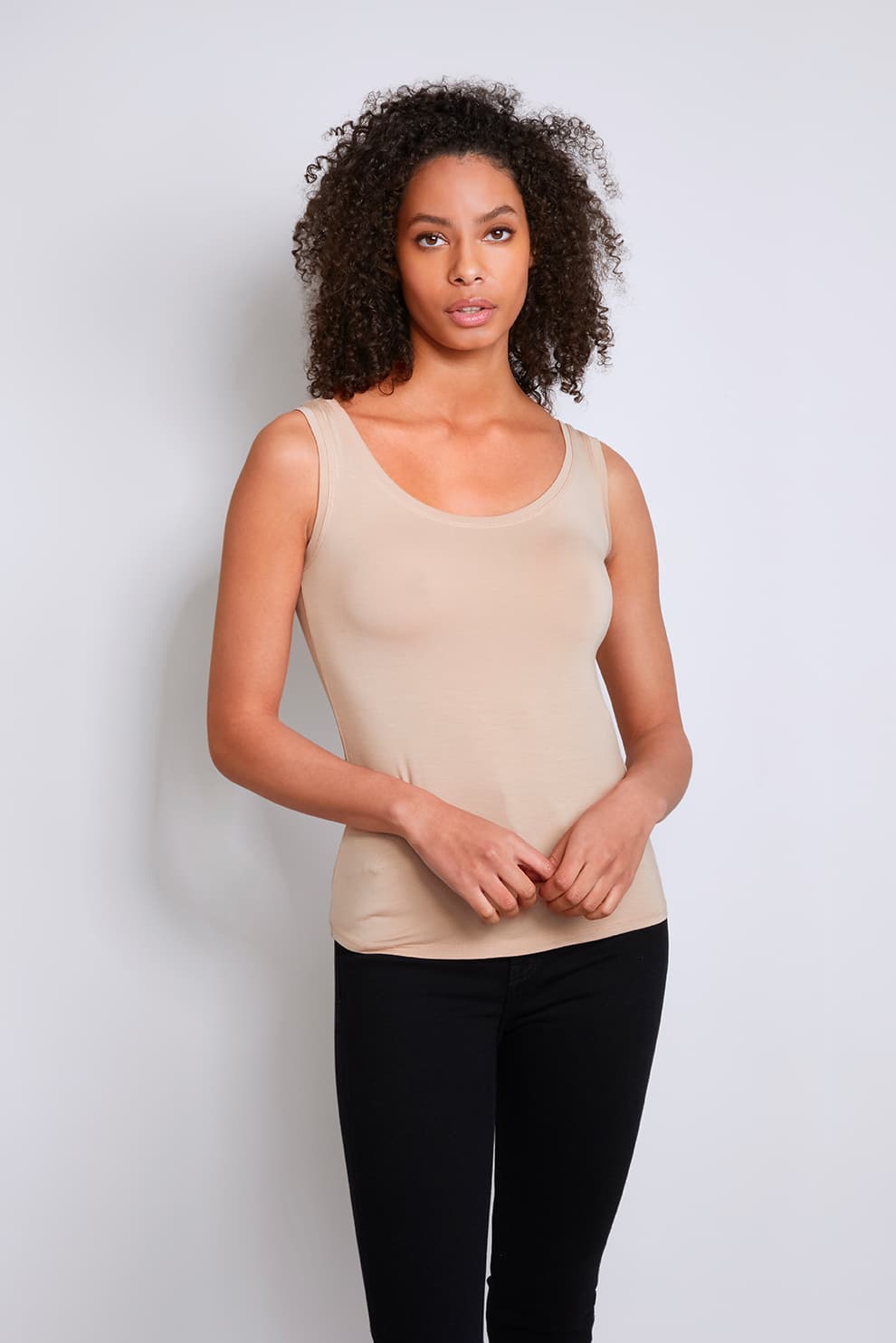 Sleeveless Micro Modal Vest in Nude - Women's Sleeveless Vest - Soft Sleeveless VestLavender Hill Clothing